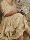 Solid Color Short Sleeves Casual Maxi Dress