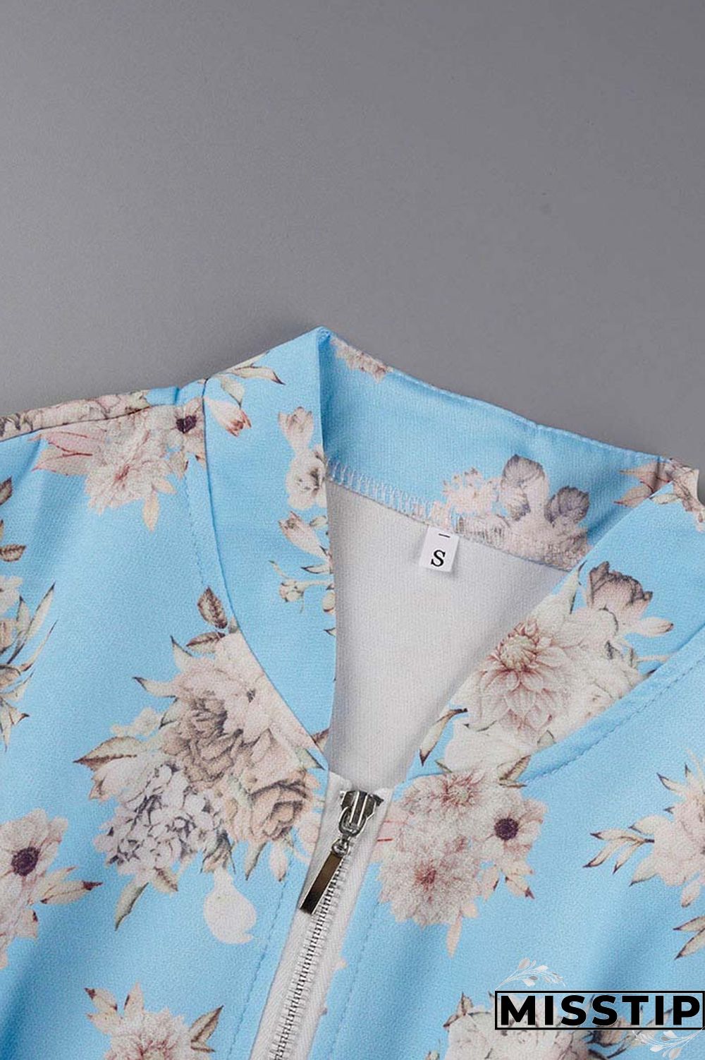 Blue White Casual Print Patchwork Cardigan Outerwear