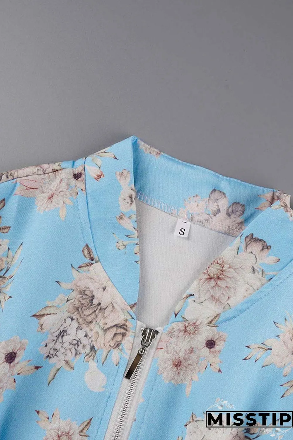Blue White Casual Print Patchwork Cardigan Outerwear