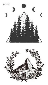 1 PC Geometric Planet Fashion Women Temporary Tattoo Sticker Water Transfer Tattoo Minimalist Small Sun Moon Design Fake Tattoo