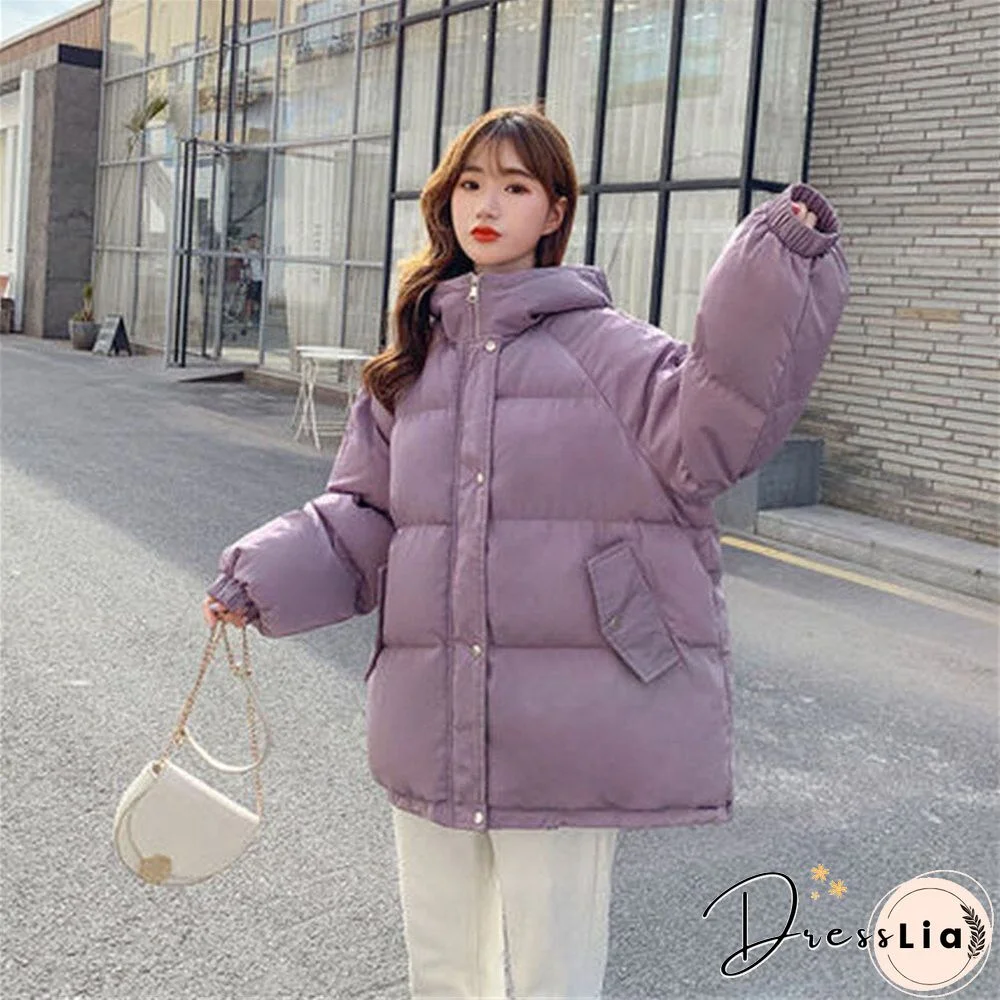 New Short Winter Jacket Women Warm Hooded Down Cotton Jacket Parkas Female Casual Loose Outwear Korean Cotton-padded Winter Coat