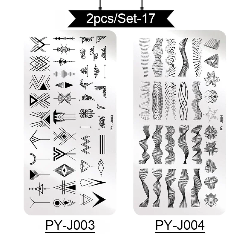 PICT YOU Stamping Plates Kits Striped Line Flowers Stamp Plate Tropical Geometry Lace Halloween Pumpkin Nail  Image Plate-Nail Inspo