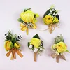 10PCS Sunflower Peony Wedding Catering Bridal Groom Guests Corsage Boutonniere Wrist Artificial Flower Bouquets