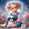 Diamond Painting-DIY Full Round Drill Girl and Dog