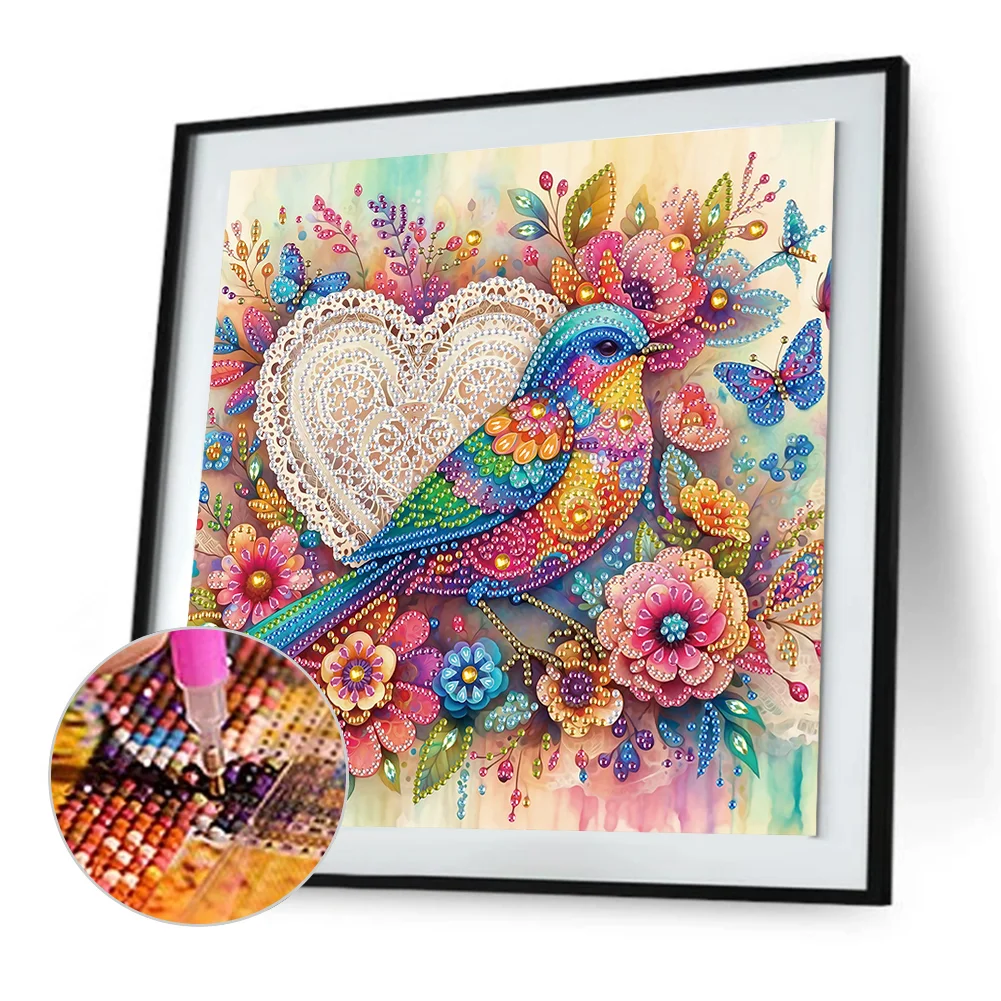 Diamond Painting - Partial Special Shaped Drill - Flower Bird(Canvas|30*30cm)