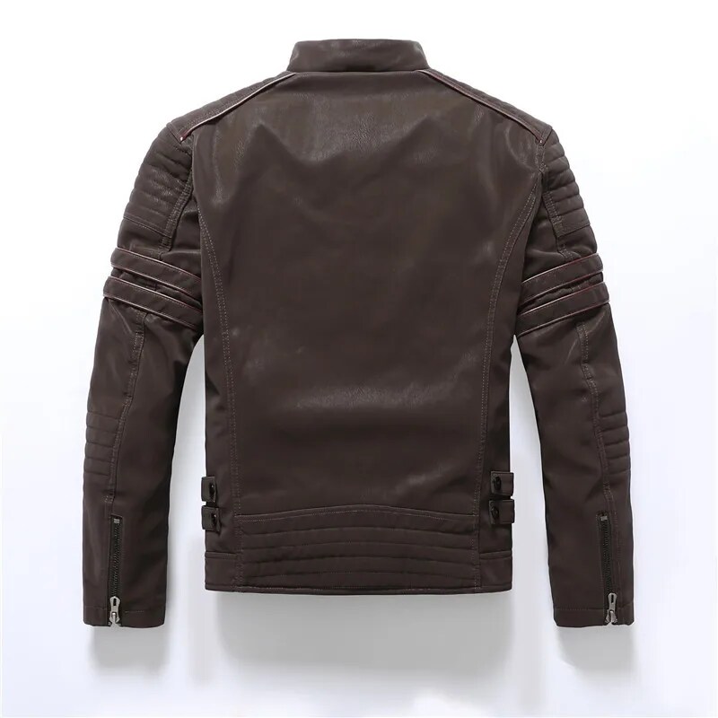 Winter Men's Pu Leather Jacket Warm Multi Pocket Motorcycle Leather Jacket High Quality Hip Hop Street Men's Leather Jacket