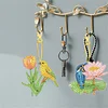 15Pcs Flowers Animals DIY Double Sided Diamond Painting Keychain Kits for Adults