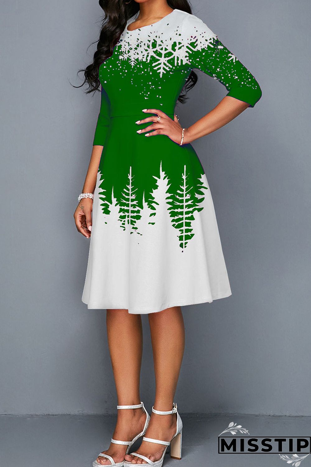 Blue Casual Print Patchwork O Neck A Line Dresses