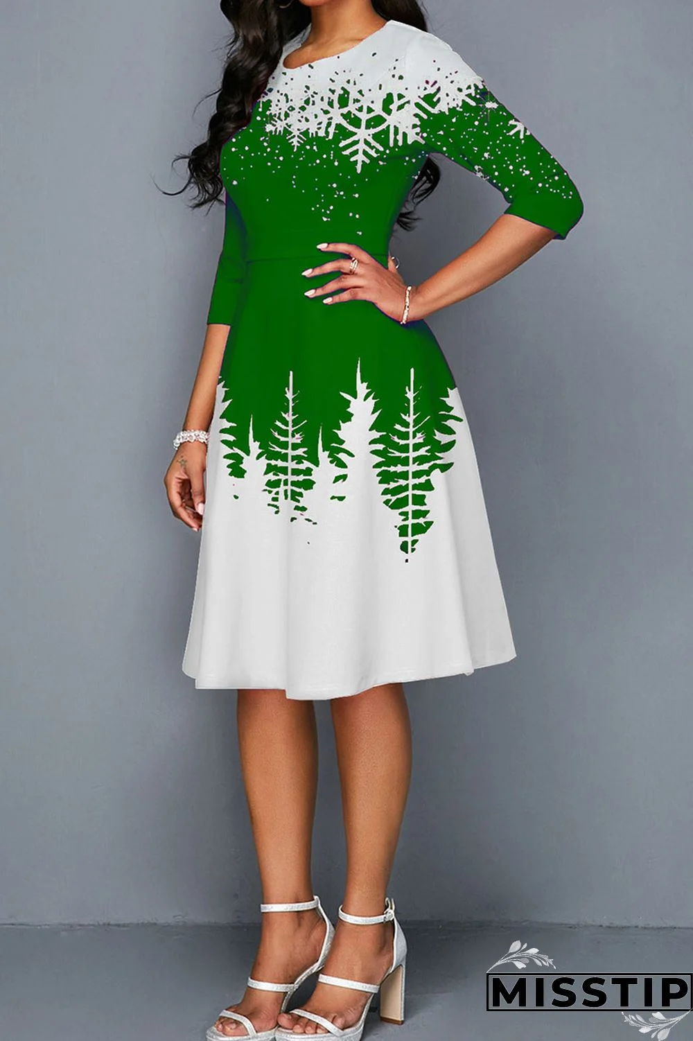 Blue Casual Print Patchwork O Neck A Line Dresses