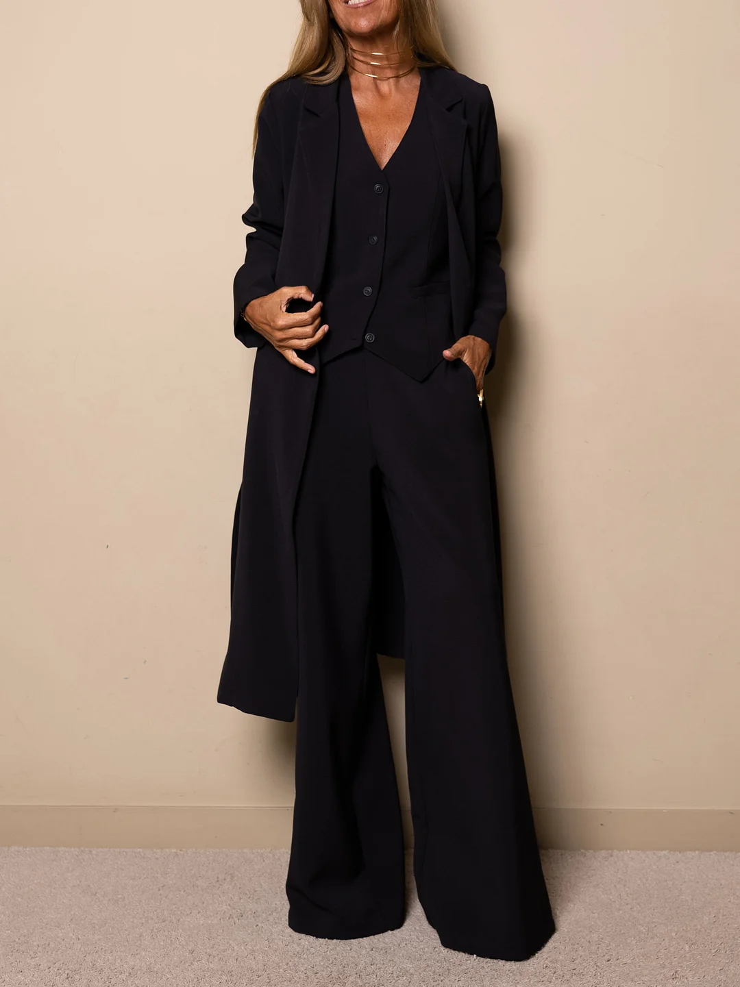 Solid Color Texture Suit Coat