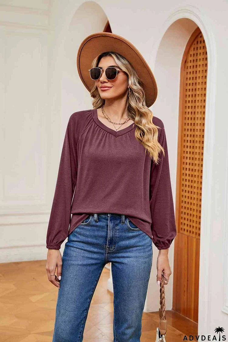 V-Neck Long Sleeve T-Shirt