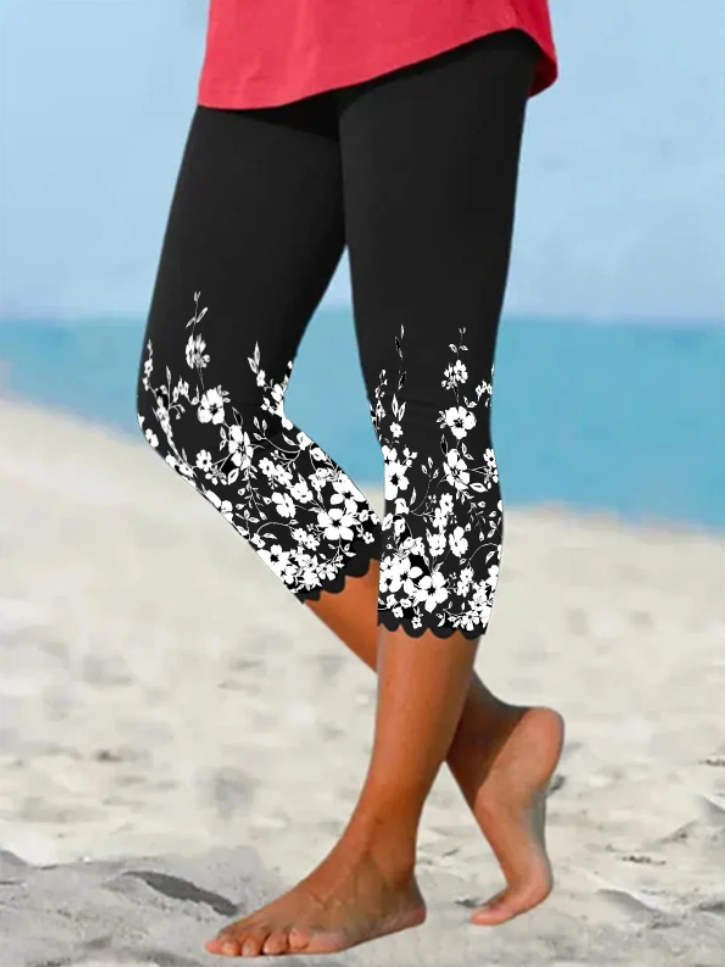 Casual Sports Floral Casual Capris Leggings