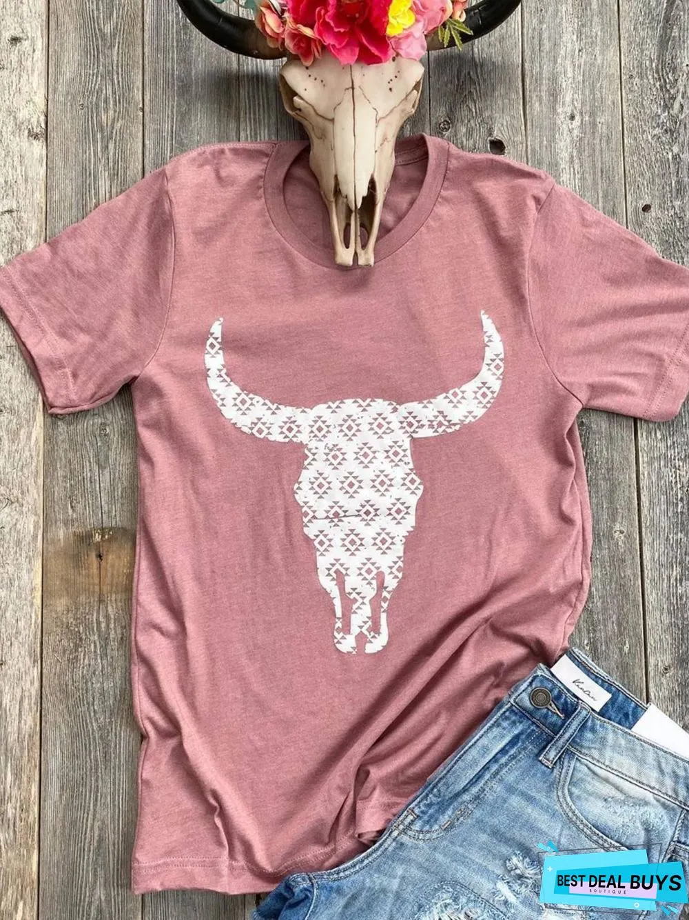 Graphic Crew Neck Printed Short Sleeve  Tops