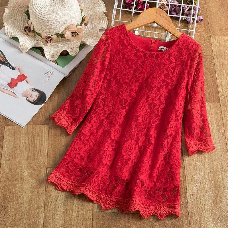 Spring Baby Kids Girls Dress Flower Princess Dress Full Sleeve Party Clothes Mesh Tutu Dress for Girls 3-8Yrs Casual Clothing