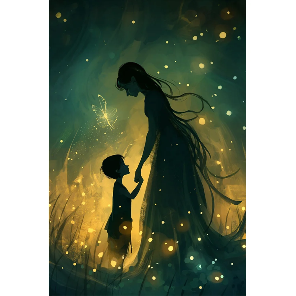 Full Round Diamond Painting - Firefly Mother Child(Canvas|40*60cm)