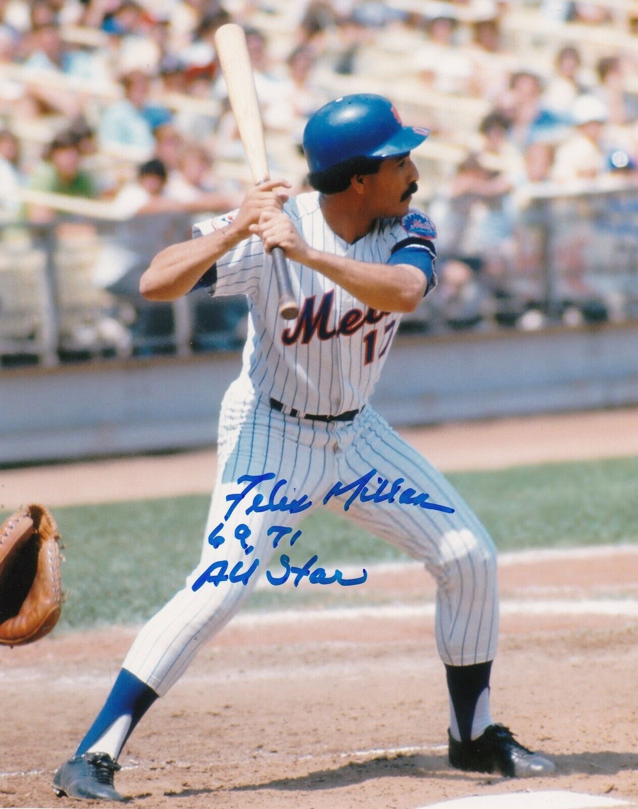 FELIX MILLAN NEW YORK METS 69,71 ALL STAR COLOR ACTION SIGNED 8x10