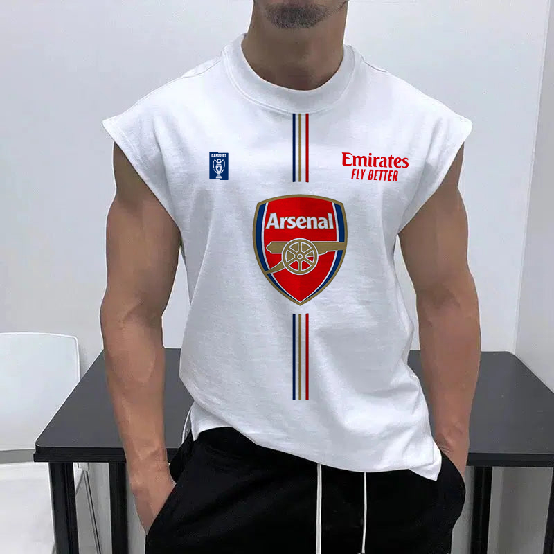 Men's Football Team Logo Print Jersey Casual Fitness Sleeveless Vest / TECHWEAR CLUB / Techwear