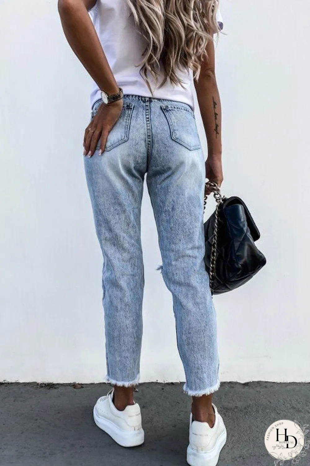 Burrs Denim Ripped Straight-Leg Pants