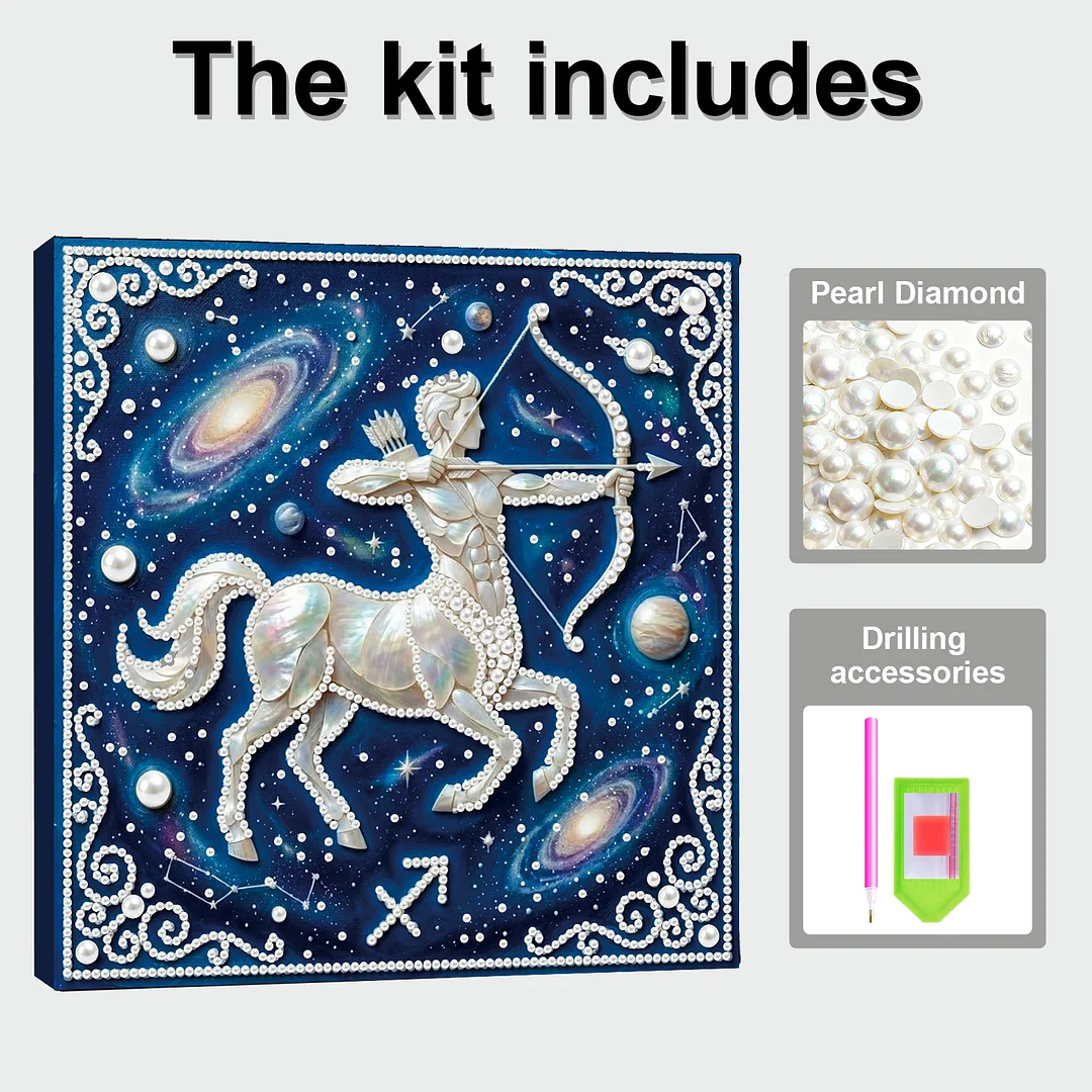 Sagittarius - DIY Pearl Diamond Art Kit With Frame 25*25cm