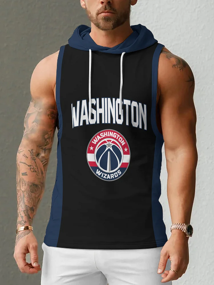 Washington Wizards  Men's Casual Comfy Sleeveless Hooded Tank Top