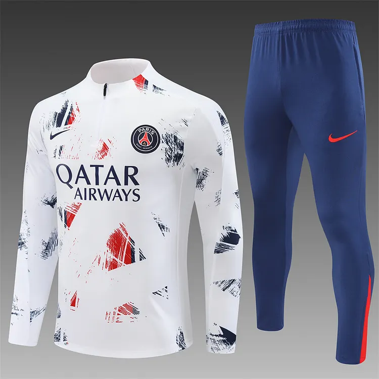 2024-25 Paris White Half-Drawn Training Jersey