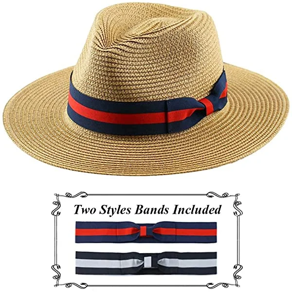 Panama Straw Hats for Men & Women (two Bands)[Fast shipping and box packing]