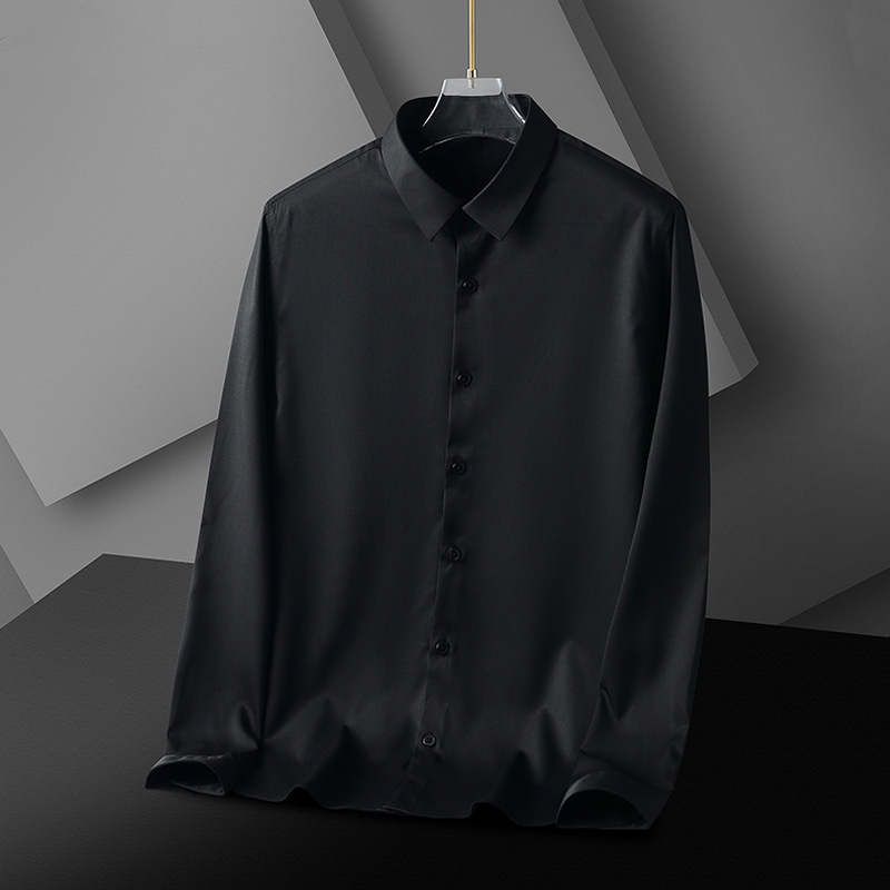 Raptureculture fashion clothes men New Spring Summer Men's Shirt Non-Ironing Anti-Wrinkle Business Casual Solid Color Elastic Smooth Long-Sleeve Social Work Shirt