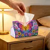 (24cm)Diamond Art Tissue Box Cover DIY PU Desktop Organizer Large(Butterfly)