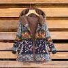 Vintage Floral Panel Print Hooded Coat