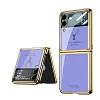 Luxury Deer Pattern Electroplating Tempered Glass Case For Samsung Z Flip 3 5G