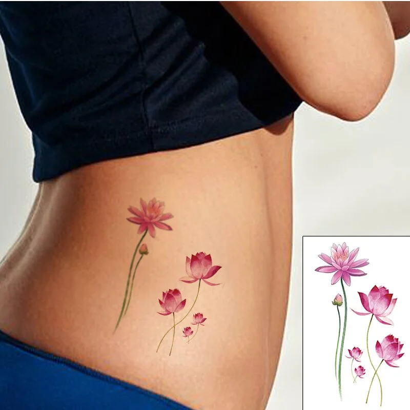 Beautiful Rose Flowers Body Art Neck Abdomen Waterproof Fake Tattoo Sexy for Woman Men Flash Temporary Small Size Tattoo Sticker
