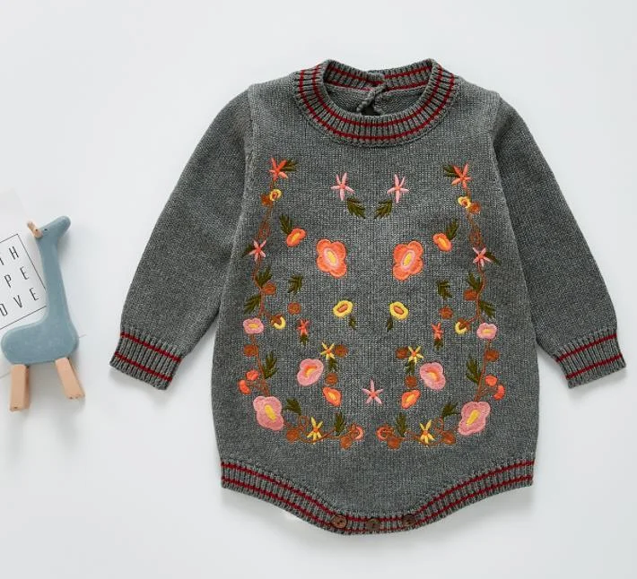 Baby Girls Knitted Bodysuit 2021 Spring Infant Newborn Long Sleeve Solid Ruffled Jumpsuit Outfit Set Baby Spring Autumn Clothing