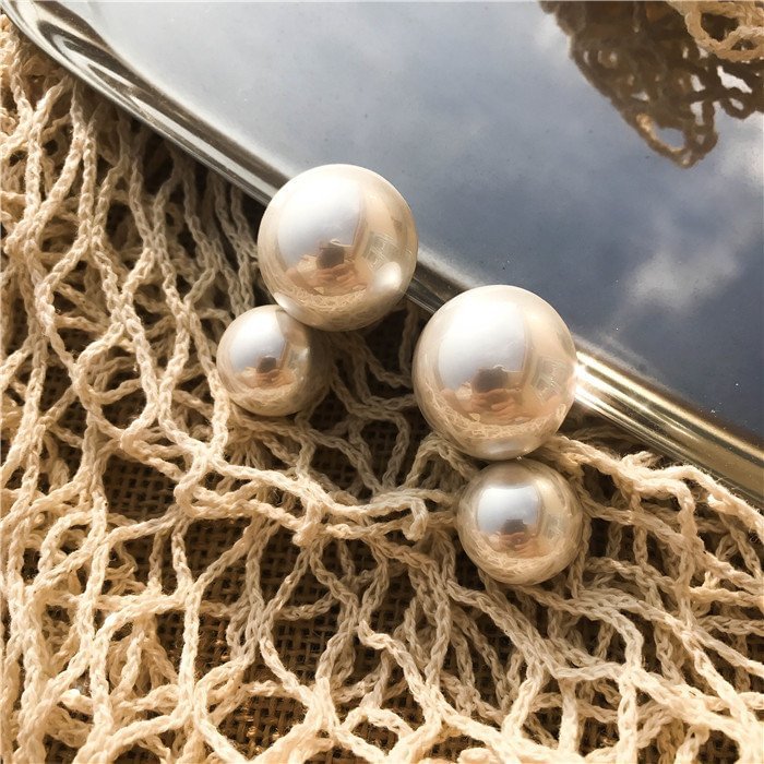 Double pearl earrings | Asymmetric pearl | Exaggerated pearls shopify LILYELF