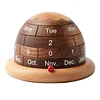 Wooden Desk Calendar, Planet Shaped Wood Permanent Calendar, Wooden Perpetual Desk Calendar Planet, Wooden Calendar for Table Decorations Art Crafts, Aesthetic Desk Accessories Wooden Calendar