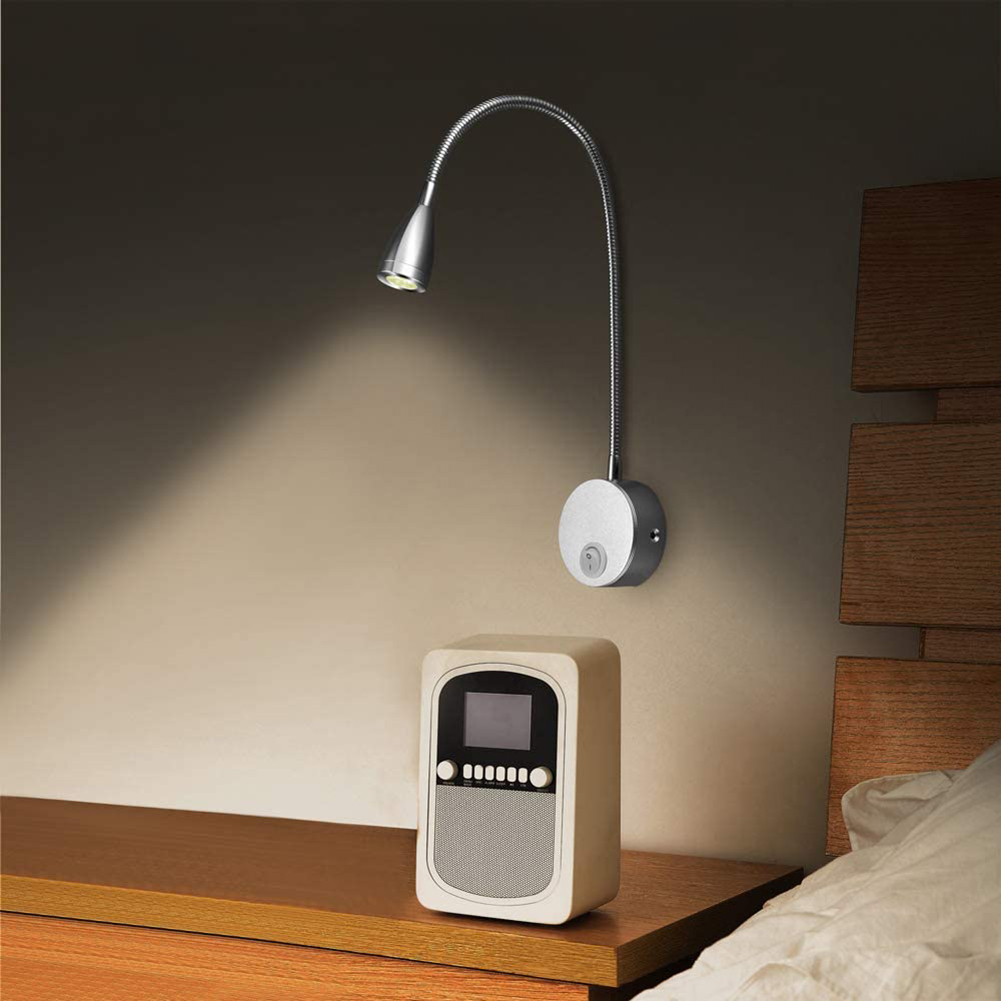 

LED Flexible Gooseneck Spot 360 Degree Rotation-Night Light, Silver, 501 Original