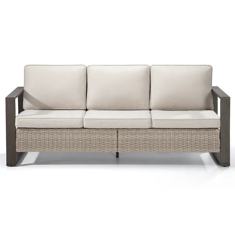 Joyside Patio Wicker Rectangular Framed 3-Seat Sofa