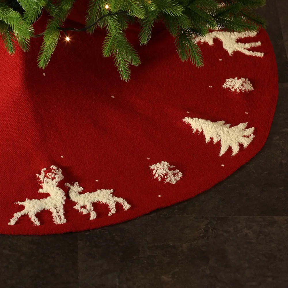 Knitted three-dimensional terry moose Christmas tree decorative tree skirt
