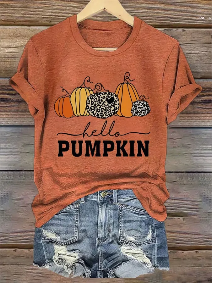 Women's Hello Pumpkin Print Shirt 