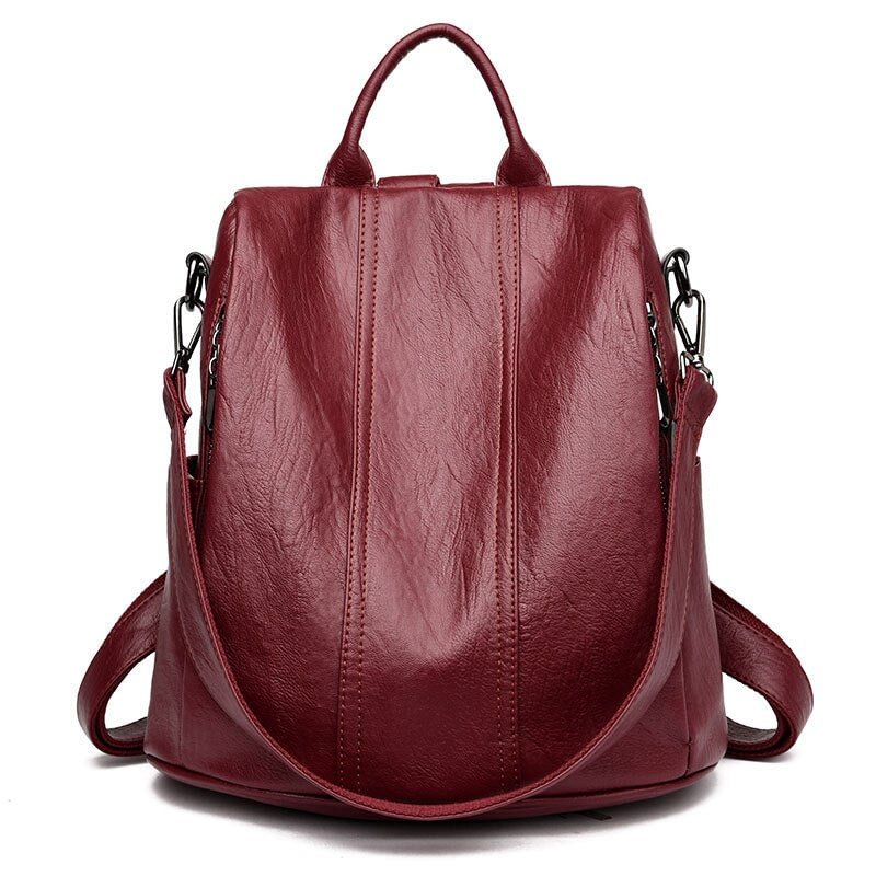 Female Anti-theft Backpack Classic Real Leather Solid Color Backpack canta Fashion Shoulder bag Female Rucksack Travel Bags 2020