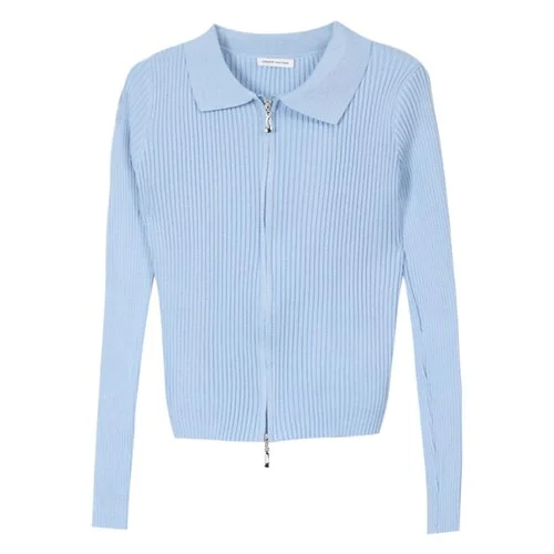 cardigans Women Slim Zipper Turn-down Collar Simple Elegant Vintage Sweaters Knitted Girls Korean Chic Fashion Casual All-match