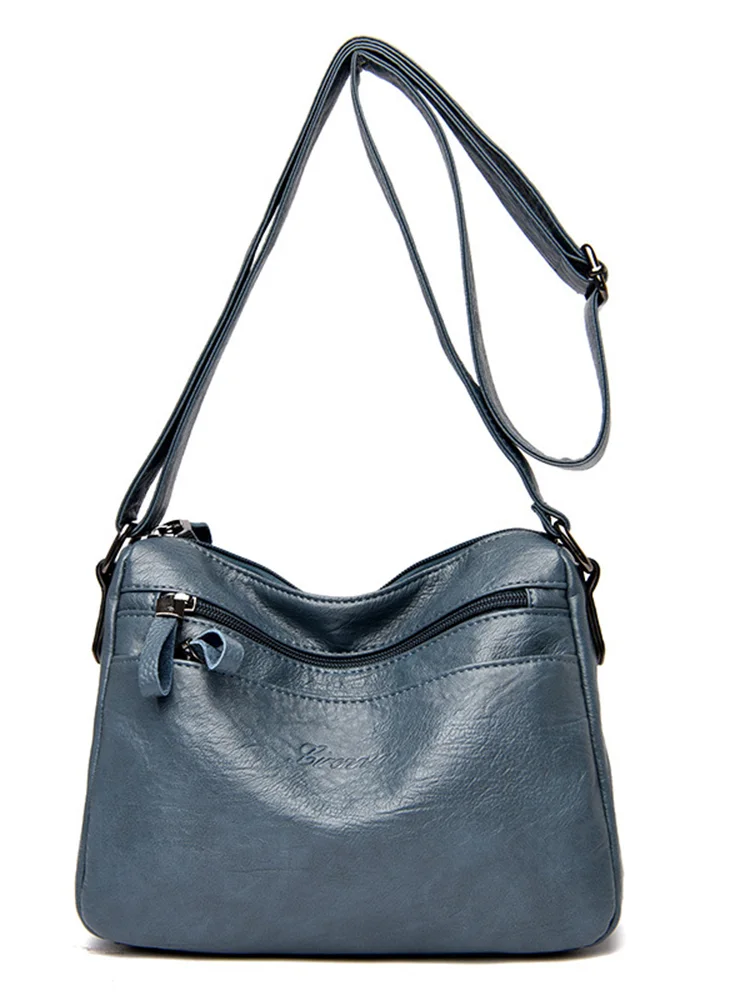 Simple Soft Leather Utility Crossbody Bag