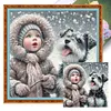 Girl With Puppy-11CT Stamped Cross Stitch 40*40cm/15.75*15.75in tapestrymarket