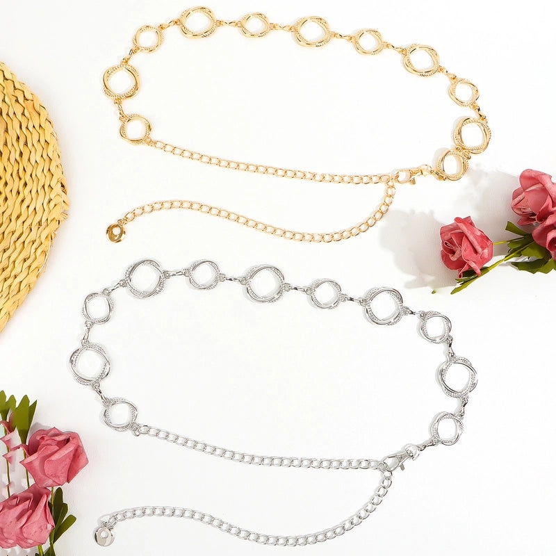 Basic Solid Color Metal Women’s Chain Belts