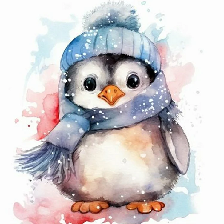 Watercolor Painted Penguin 40*40CM(Canvas) Full Round Drill Diamond Painting gbfke