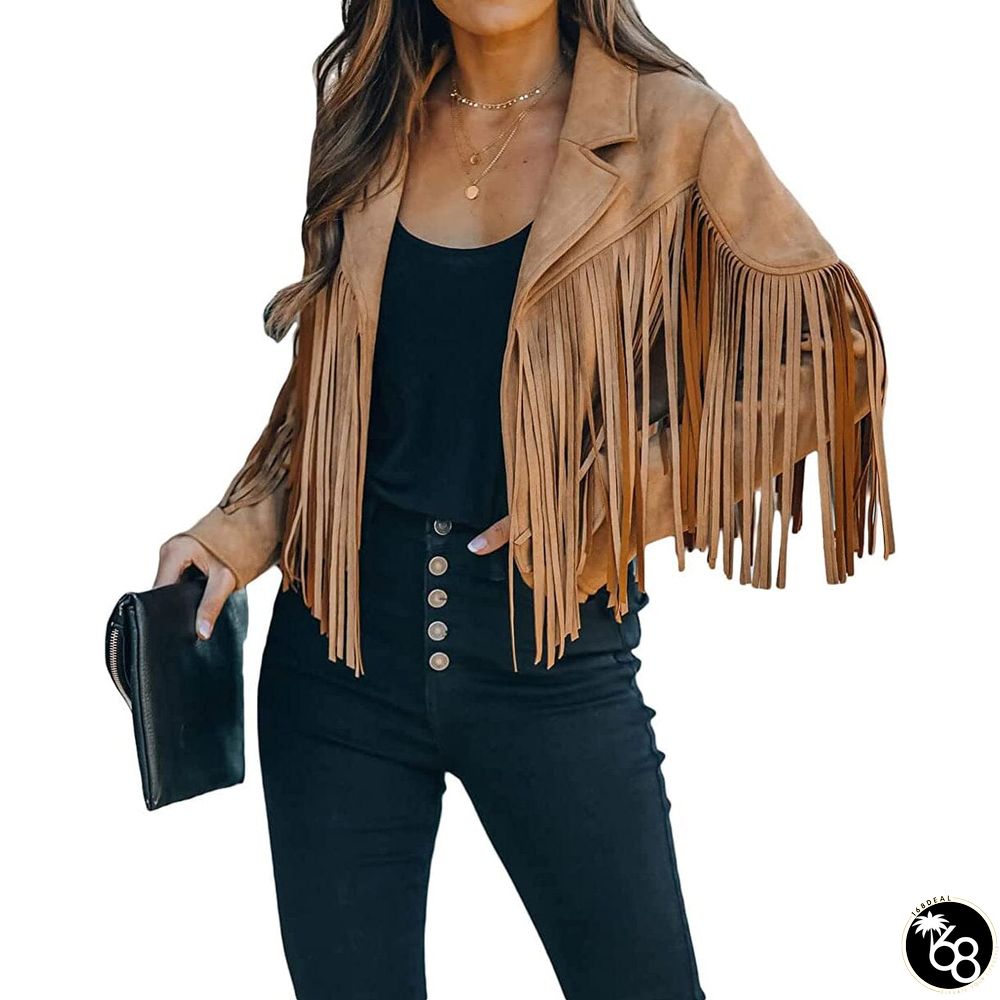 Women's Chic Cropped Tassel Jacket | 168DEAL