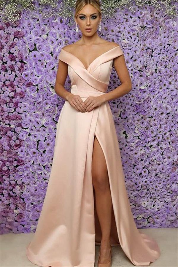 Bellasprom Elegant Prom Dress Long With Slit On Sale Off-the-Shoulder Bellasprom