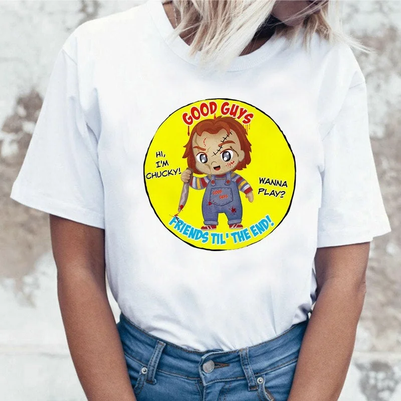 Japanese Chucky Horror Tshirt  High Quality Cool Women T Shirt Streetwear Ulzzang Tee Shirts T-shirt Fashion Female Femme Tops