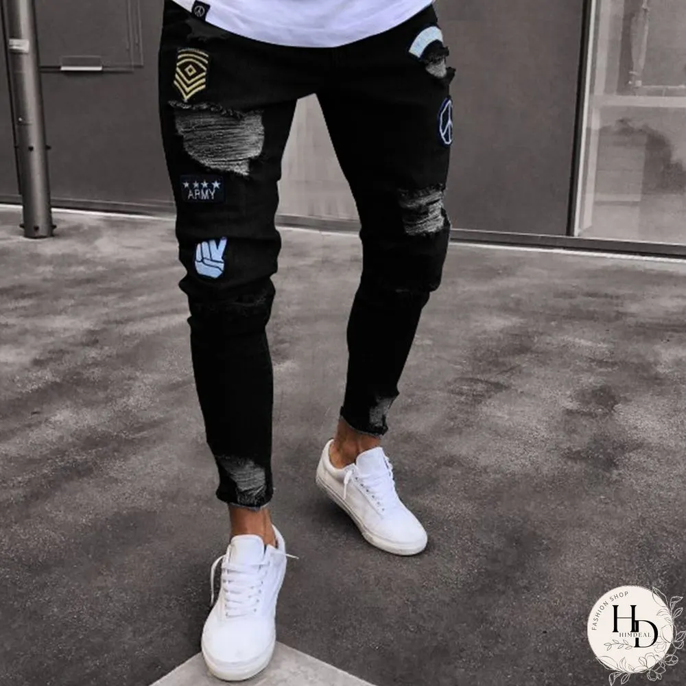 Fashion Ripped Hole Jeans Hh034