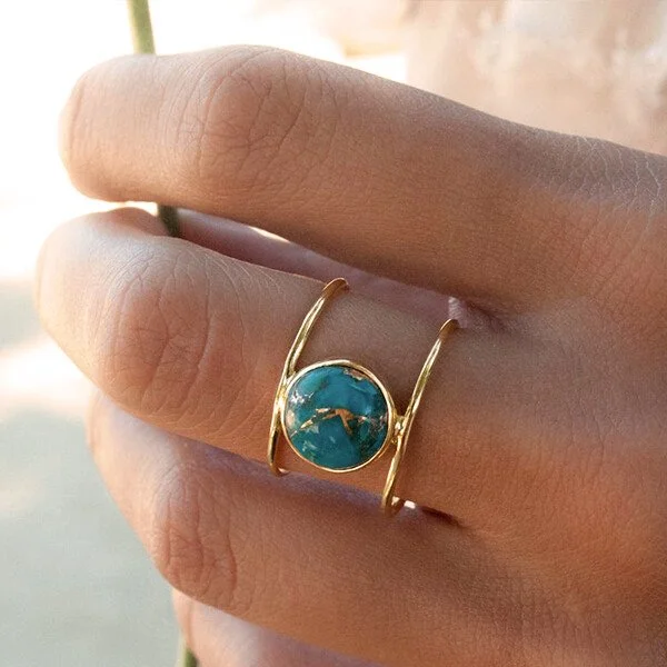 Natural Turquoise Gold Ring
