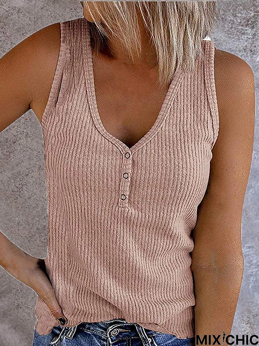 Sheath Sleeveless Casual Crew Neck Tank & Cami